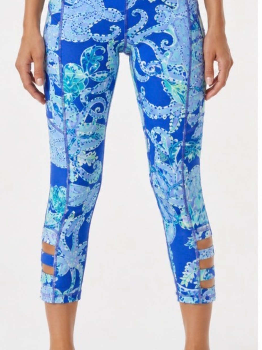 Lilly Pulitzer Luxletic Blue Octopus Print Cropped Leggings Size Small